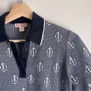 Brooks Brothers Sweater Polo Anchor Pattern 100% Cotton